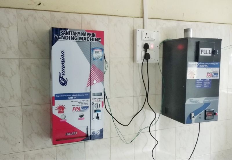 One of the solar powered sanitary napkin vending machines distributed by the FPAI Nagaland branch.